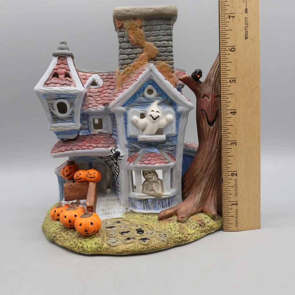 PartyLite Halloween Haunted House P8264 Ceramic Tea Light Candle Holder Decor